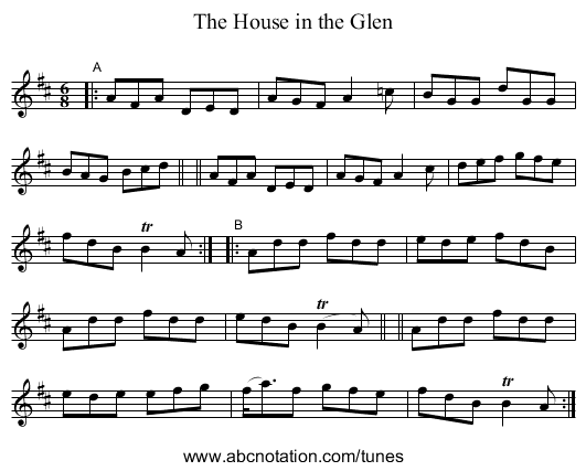 The House in the Glen - staff notation