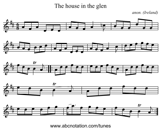 The house in the glen - staff notation