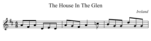 The House In The Glen - staff notation