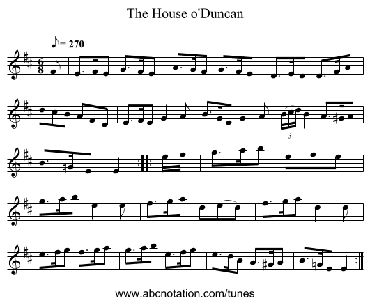 The House o'Duncan - staff notation