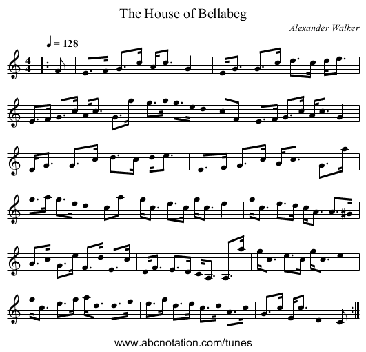The House of Bellabeg - staff notation