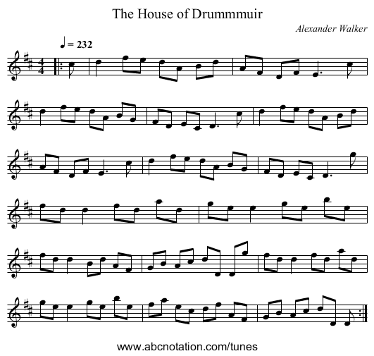 The House of Drummmuir - staff notation