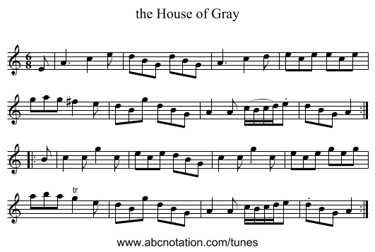 the House of Gray - staff notation