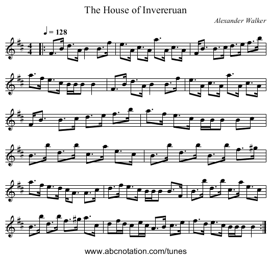 The House of Invereruan - staff notation