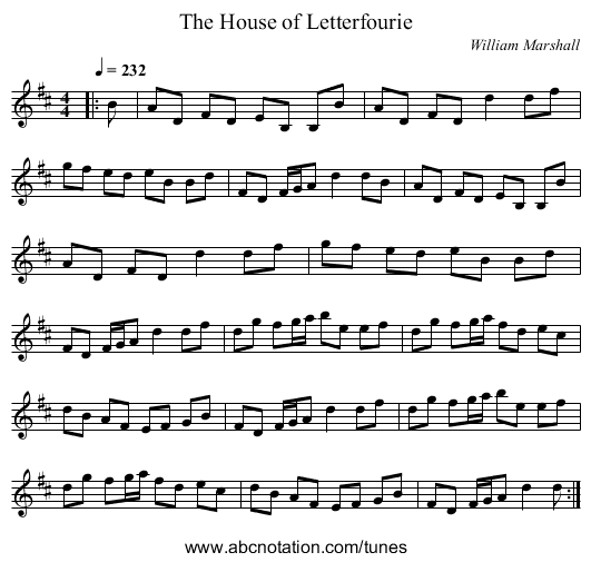 The House of Letterfourie - staff notation