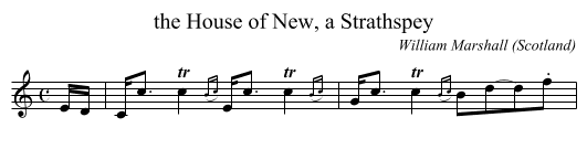 the House of New, a Strathspey - staff notation