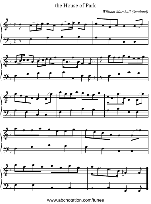 the House of Park - staff notation