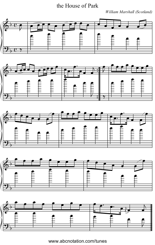 the House of Park - staff notation