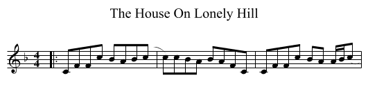 The House On Lonely Hill - staff notation