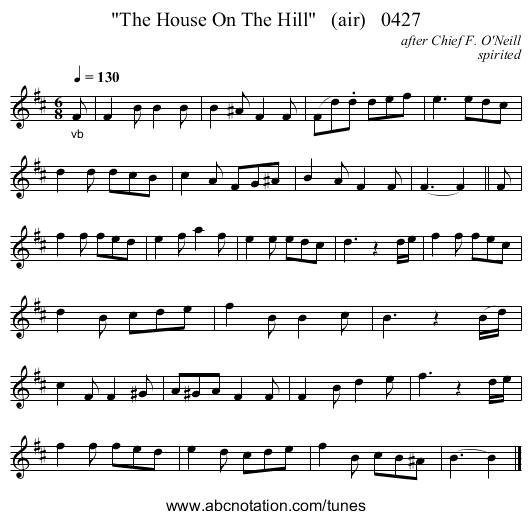 The House On The Hill   (air)   0427 - staff notation