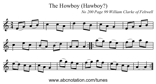 The Howboy (Hawboy?) - staff notation