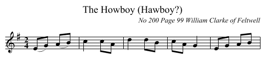 The Howboy (Hawboy?) - staff notation