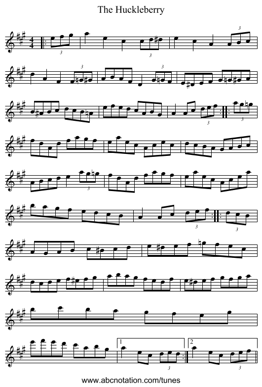 The Huckleberry - staff notation