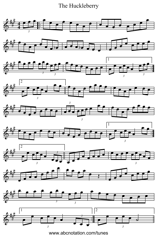 The Huckleberry - staff notation