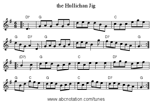 the Hullichan Jig - staff notation