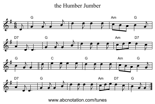 the Humber Jumber - staff notation