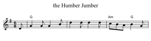 the Humber Jumber - staff notation