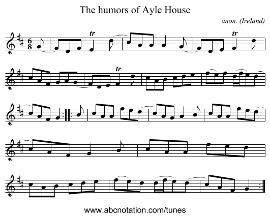 The humors of Ayle House - staff notation