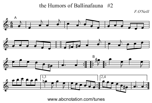 the Humors of Ballinafauna   #2 - staff notation