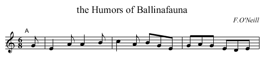 the Humors of Ballinafauna - staff notation