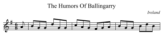 The Humors Of Ballingarry - staff notation