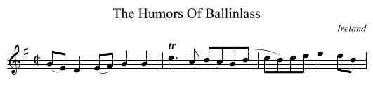 The Humors Of Ballinlass - staff notation