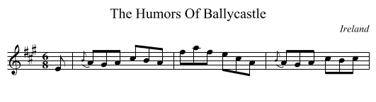 The Humors Of Ballycastle - staff notation