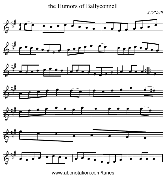 the Humors of Ballyconnell - staff notation