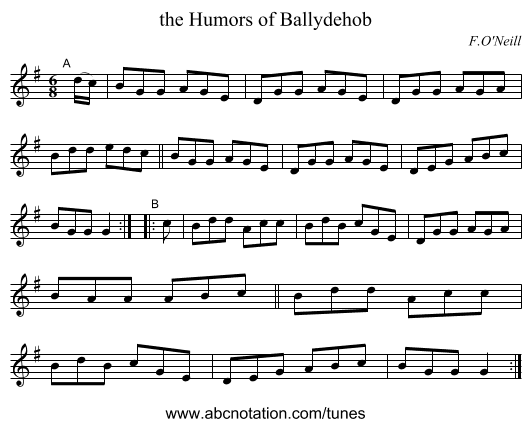 the Humors of Ballydehob - staff notation