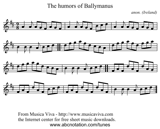 The humors of Ballymanus - staff notation
