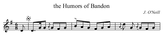 the Humors of Bandon - staff notation