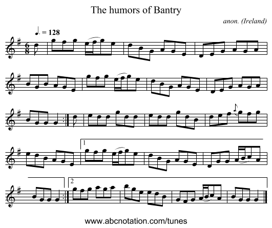 The humors of Bantry - staff notation
