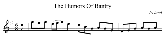 The Humors Of Bantry - staff notation