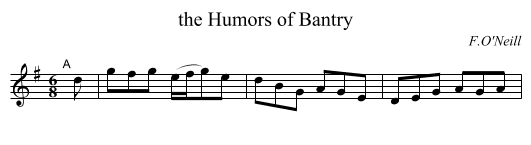 the Humors of Bantry - staff notation