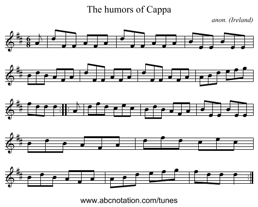 The humors of Cappa - staff notation