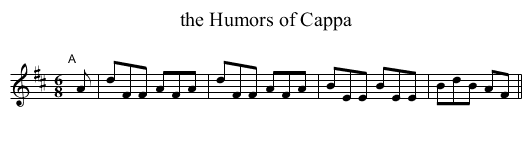 the Humors of Cappa - staff notation