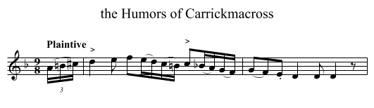 the Humors of Carrickmacross - staff notation