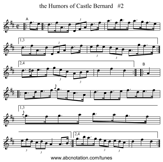 the Humors of Castle Bernard   #2 - staff notation