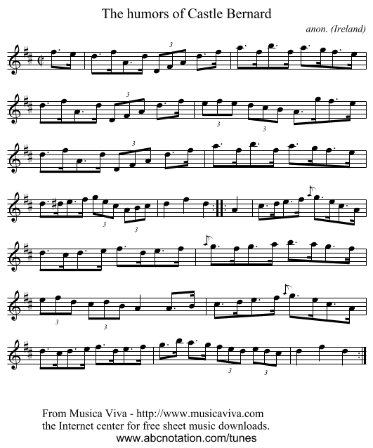 The humors of Castle Bernard - staff notation