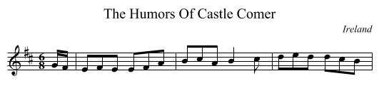 The Humors Of Castle Comer - staff notation