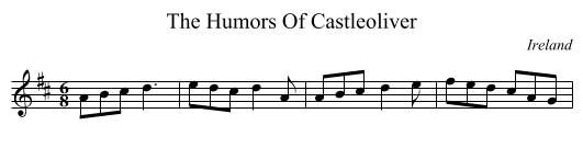 The Humors Of Castleoliver - staff notation