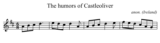 The humors of Castleoliver - staff notation