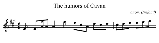 The humors of Cavan - staff notation