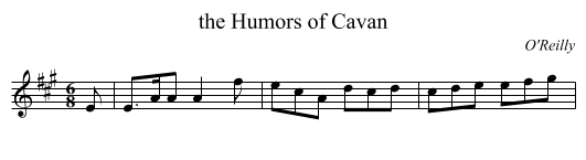 the Humors of Cavan - staff notation