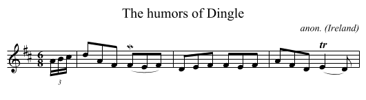 The humors of Dingle - staff notation