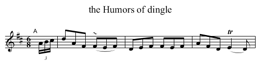 the Humors of dingle - staff notation