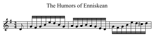 The Humors of Enniskean - staff notation