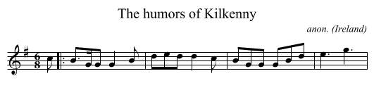 The humors of Kilkenny - staff notation