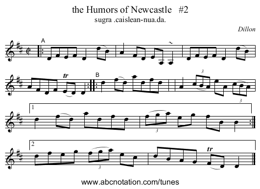 the Humors of Newcastle   #2 - staff notation