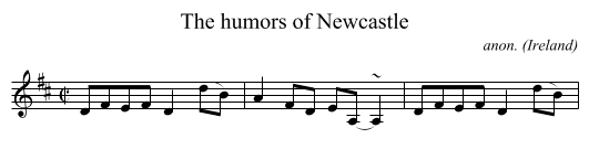 The humors of Newcastle - staff notation
